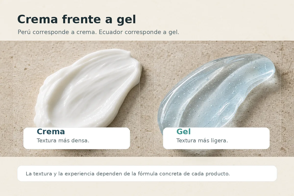 Comparación visual entre una crema corporal y un gel para masaje.