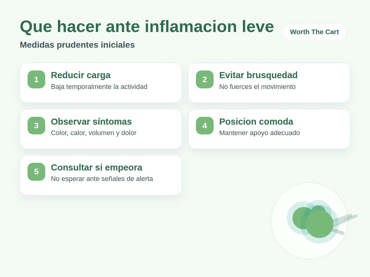 Medidas prudentes ante una articulación inflamada de carácter leve.