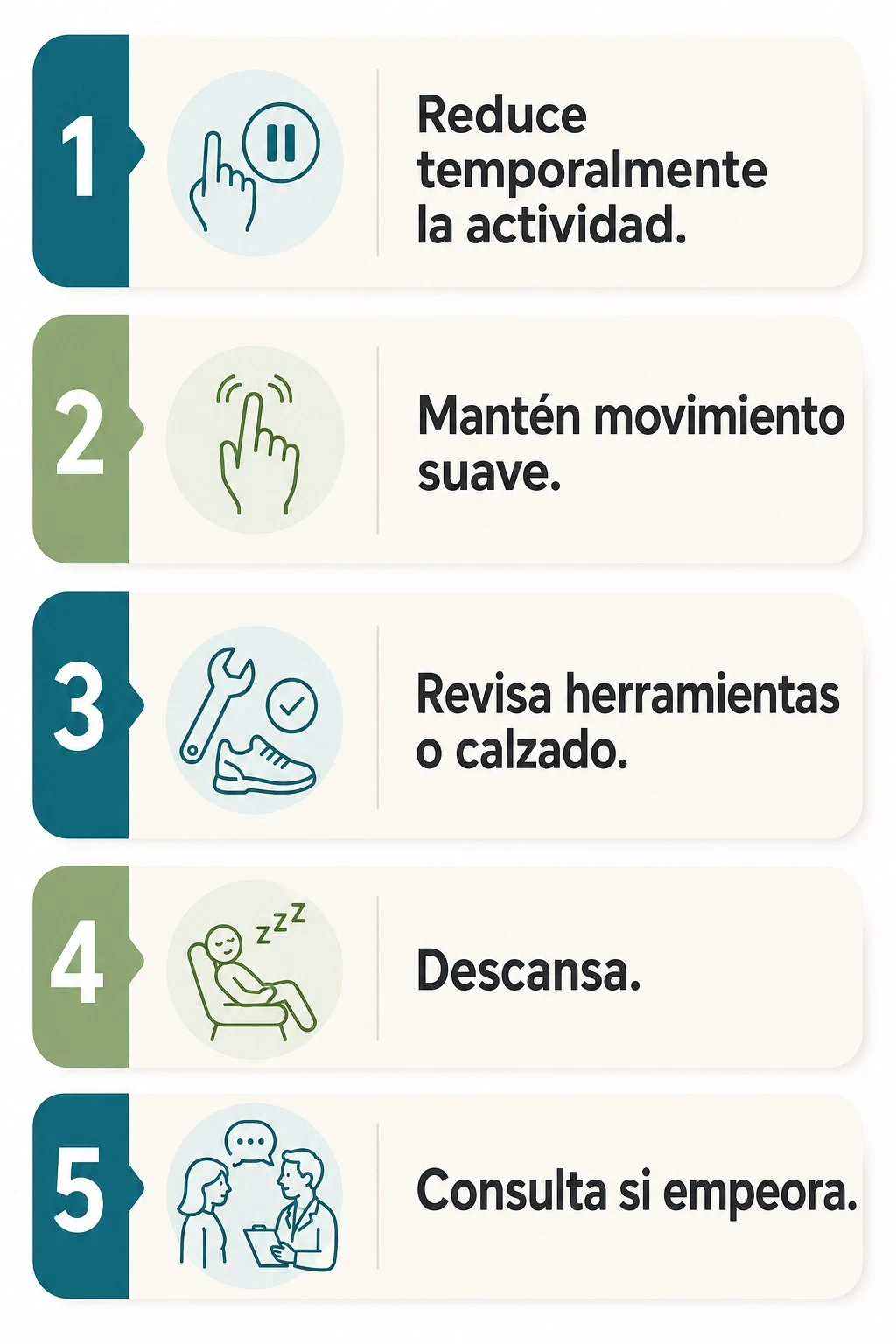 Medidas prudentes ante una molestia leve en los dedos.