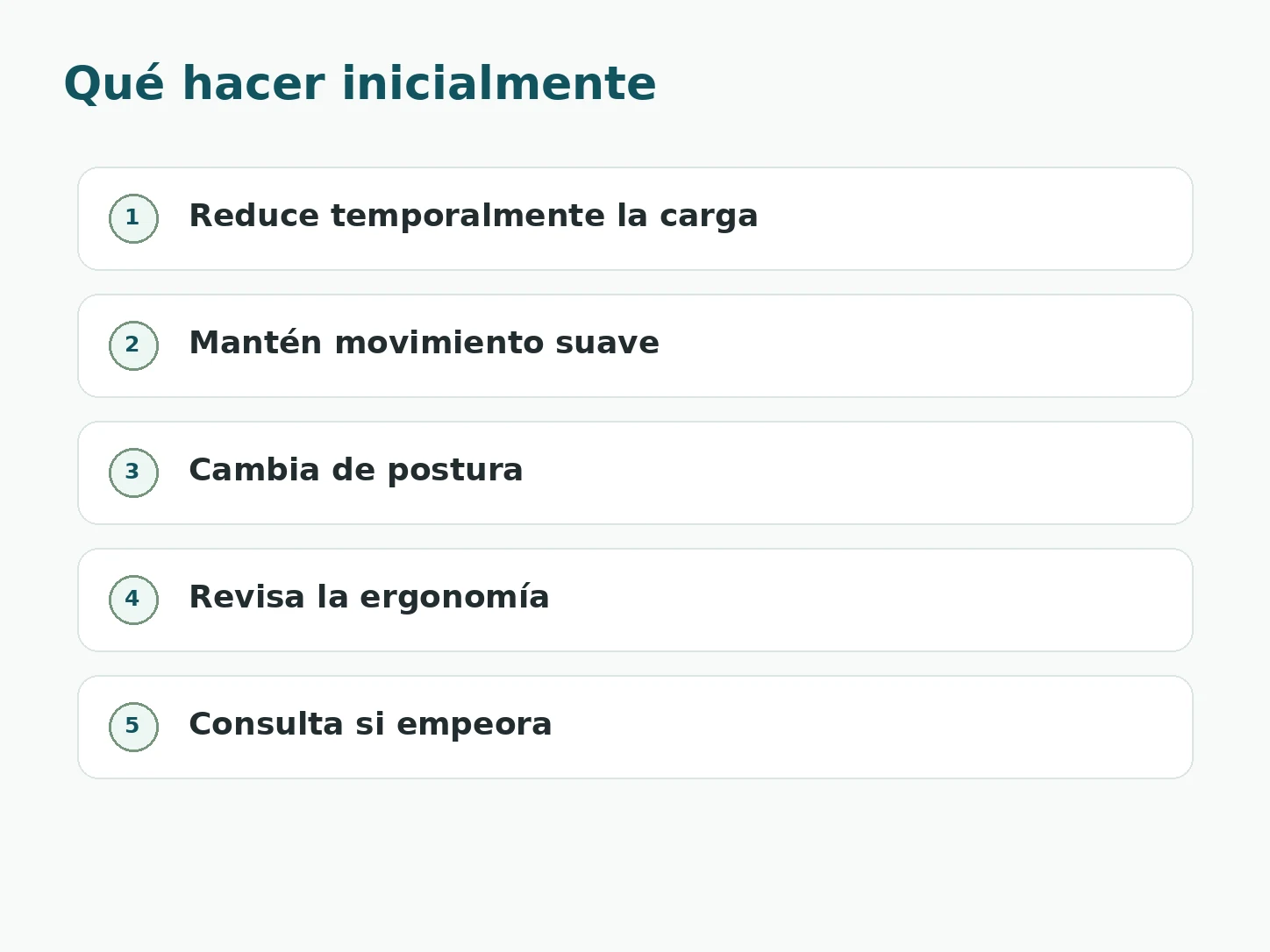 Medidas prudentes ante una molestia lumbar leve.