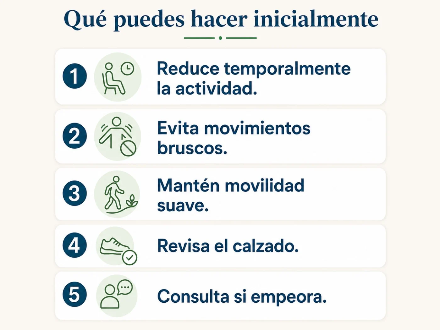 Medidas prudentes ante una molestia leve en el tobillo.