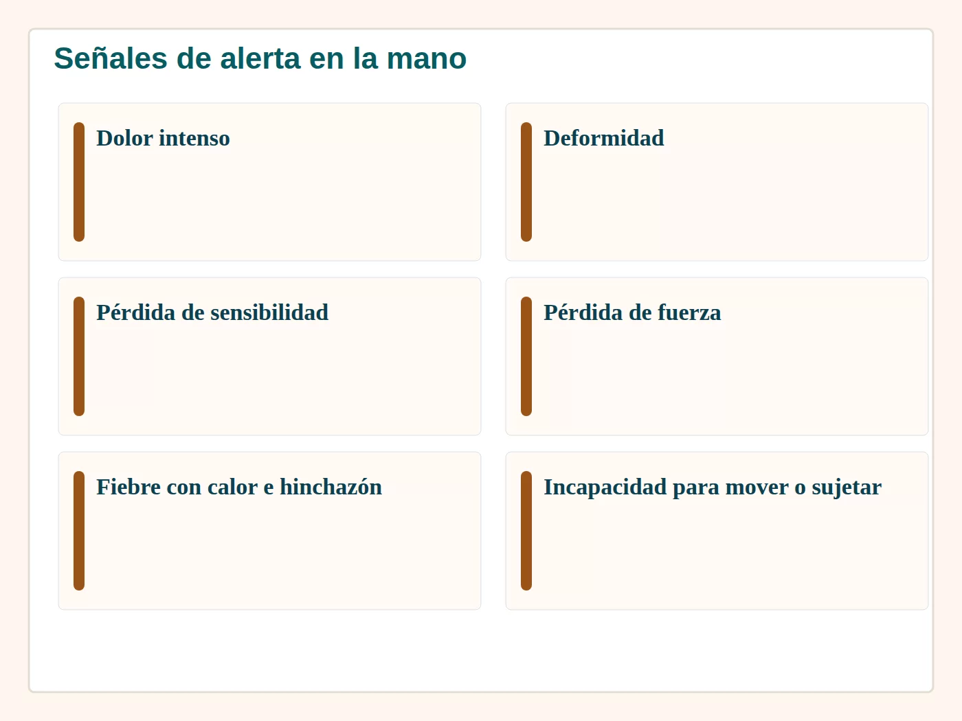 Señales de alerta en el dolor de manos que requieren valoración profesional.