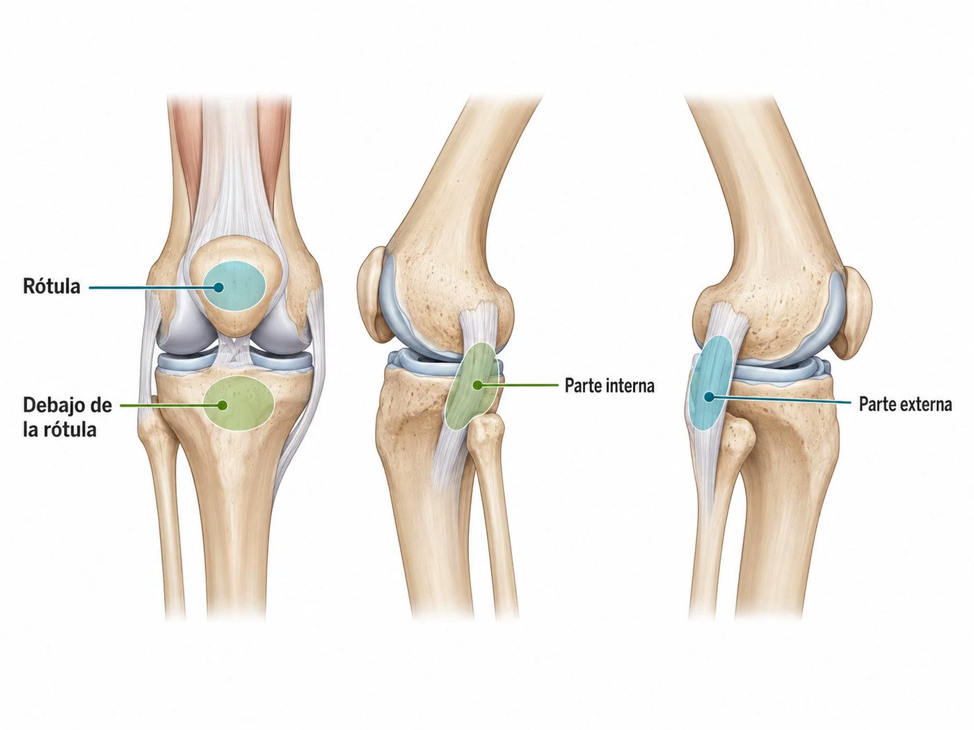 Zonas frecuentes del dolor de rodilla al subir o bajar escaleras.